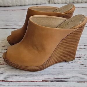 Splendid Tan Leather Slip On Wedges Size 7